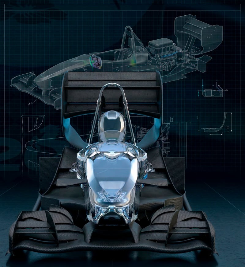 Bild eines Rennwagens in der Konstruktionsphase