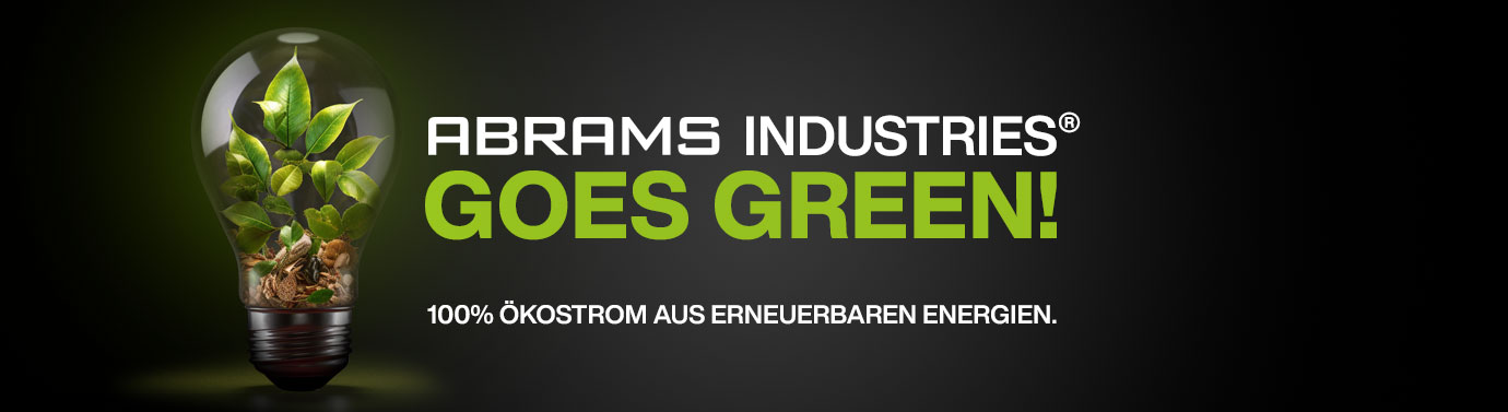 Erneuerbare Energie Stahlindustrie ABRAMS Industries® Oekostrom-Banner